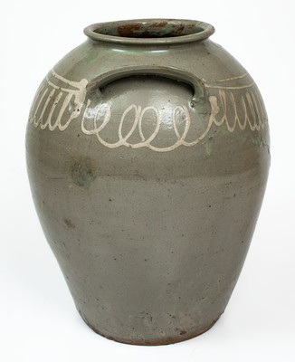 Attrib. Thomas Chandler, Edgefield District, SC Stoneware Jar w/ Kaolin Slip Decoration