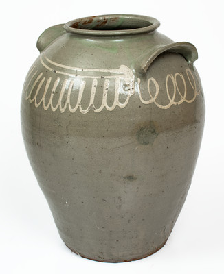 Attrib. Thomas Chandler, Edgefield District, SC Stoneware Jar w/ Kaolin Slip Decoration
