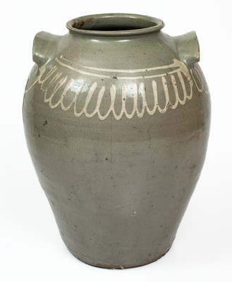 Attrib. Thomas Chandler, Edgefield District, SC Stoneware Jar w/ Kaolin Slip Decoration