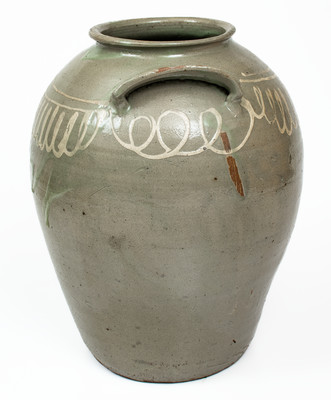 Attrib. Thomas Chandler, Edgefield District, SC Stoneware Jar w/ Kaolin Slip Decoration
