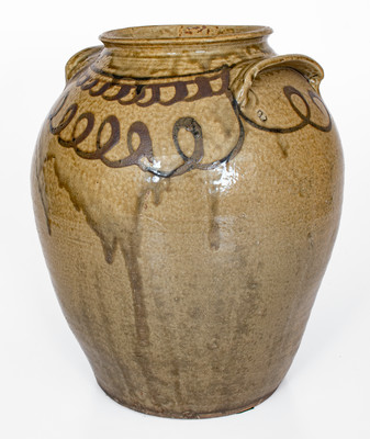  Iron Slip-Decorated Stoneware Jar attrib. Rev. John Trapp and Thomas Chandler, Edgefield District, SC