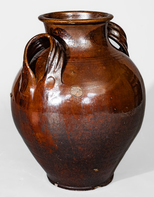 Fine Glazed Redware Jar, North Carolina or Eastern Tennessee, c1790-1860