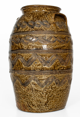Exceptional attrib. Jacob Eichelberger, Talladega Co, AL Stoneware Jar w/ Profuse Incised Decoration