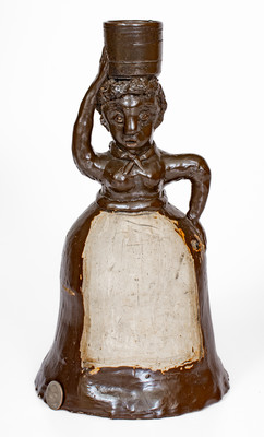 Exceedingly Rare and Important West Tennessee Stoneware Figural String Holder, possibly Paris