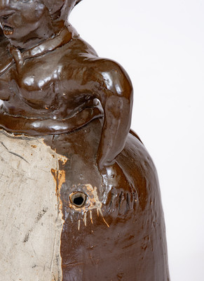 Exceedingly Rare and Important West Tennessee Stoneware Figural String Holder, possibly Paris