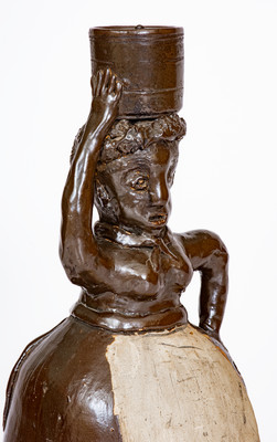 Exceedingly Rare and Important West Tennessee Stoneware Figural String Holder, possibly Paris