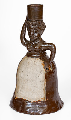 Exceedingly Rare and Important West Tennessee Stoneware Figural String Holder, possibly Paris