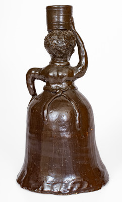 Exceedingly Rare and Important West Tennessee Stoneware Figural String Holder, possibly Paris