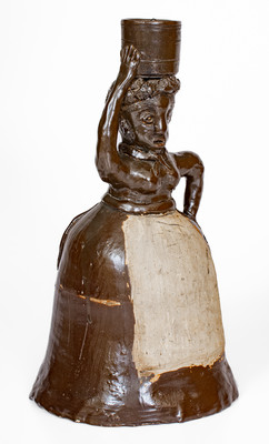 Exceedingly Rare and Important West Tennessee Stoneware Figural String Holder, possibly Paris