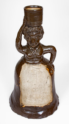 Exceedingly Rare and Important West Tennessee Stoneware Figural String Holder, possibly Paris