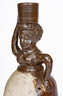 Exceedingly Rare and Important West Tennessee Stoneware Figural String Holder, possibly Paris