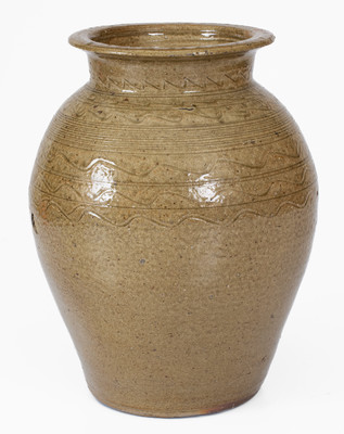 Alkaline-Glazed Stoneware Jar w/ Incised Decoration, probably Alabama