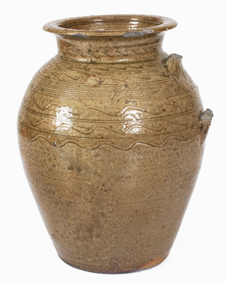 Alkaline-Glazed Stoneware Jar w/ Incised Decoration, probably Alabama