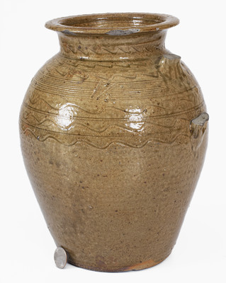Alkaline-Glazed Stoneware Jar w/ Incised Decoration, probably Alabama