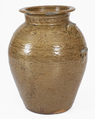 Alkaline-Glazed Stoneware Jar w/ Incised Decoration, probably Alabama