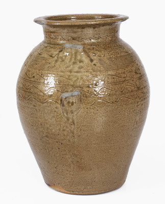 Alkaline-Glazed Stoneware Jar w/ Incised Decoration, probably Alabama