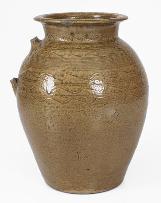 Alkaline-Glazed Stoneware Jar w/ Incised Decoration, probably Alabama