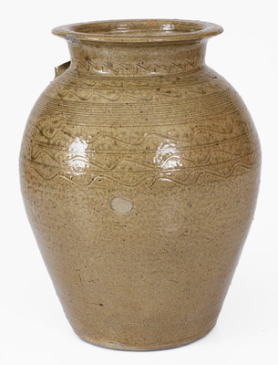 Alkaline-Glazed Stoneware Jar w/ Incised Decoration, probably Alabama