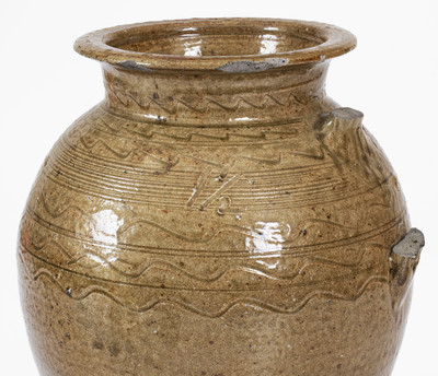 Alkaline-Glazed Stoneware Jar w/ Incised Decoration, probably Alabama