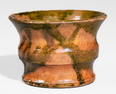 Very Rare Small-Sized Copper-Slip-Decorated Redware Vessel, probably Greene County, Tennessee