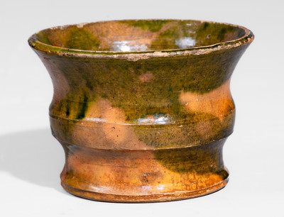 Very Rare Small-Sized Copper-Slip-Decorated Redware Vessel, probably Greene County, Tennessee