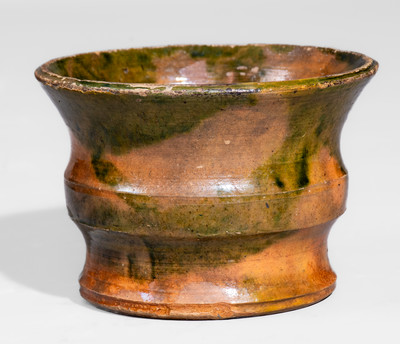 Very Rare Small-Sized Copper-Slip-Decorated Redware Vessel, probably Greene County, Tennessee