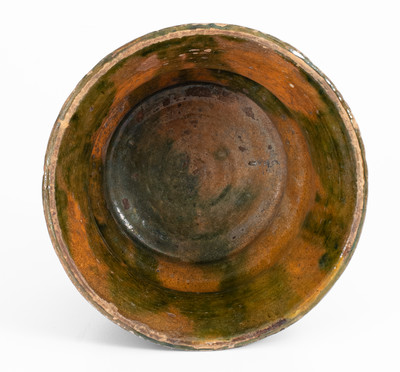 Very Rare Small-Sized Copper-Slip-Decorated Redware Vessel, probably Greene County, Tennessee