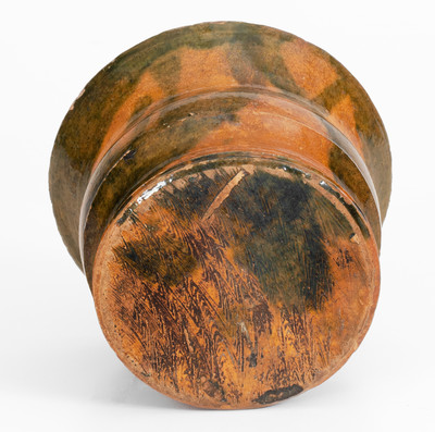 Very Rare Small-Sized Copper-Slip-Decorated Redware Vessel, probably Greene County, Tennessee