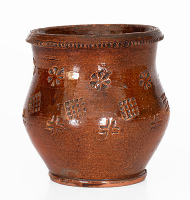 Glazed Redware Jar with Impressed Decoration, probably Eastern TN, c1840-80
