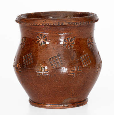 Glazed Redware Jar with Impressed Decoration, probably Eastern TN, c1840-80