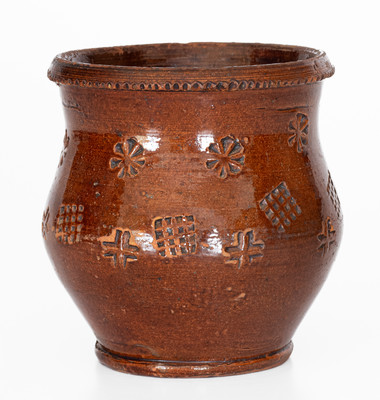 Glazed Redware Jar with Impressed Decoration, probably Eastern TN, c1840-80