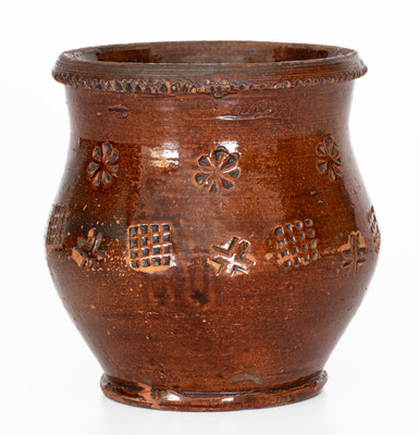 Glazed Redware Jar with Impressed Decoration, probably Eastern TN, c1840-80