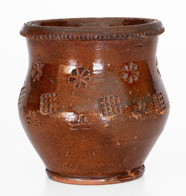 Glazed Redware Jar with Impressed Decoration, probably Eastern TN, c1840-80