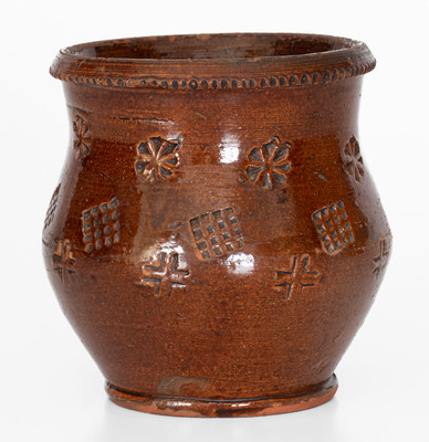 Glazed Redware Jar with Impressed Decoration, probably Eastern TN, c1840-80