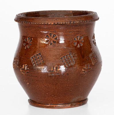 Glazed Redware Jar with Impressed Decoration, probably Eastern TN, c1840-80