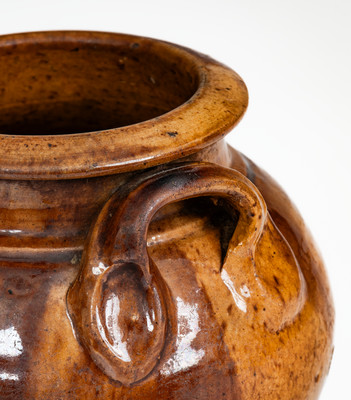 Rare Dated 1854 Manganese-Decorated Redware Jar w/ Lid, Southwestern VA or Eastern TN