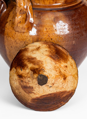 Rare Dated 1854 Manganese-Decorated Redware Jar w/ Lid, Southwestern VA or Eastern TN