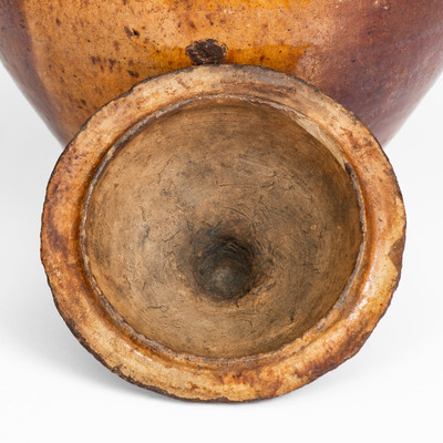 Rare Dated 1854 Manganese-Decorated Redware Jar w/ Lid, Southwestern VA or Eastern TN