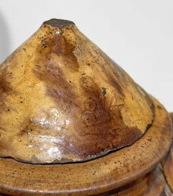 Rare Dated 1854 Manganese-Decorated Redware Jar w/ Lid, Southwestern VA or Eastern TN