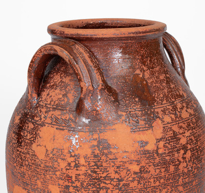 Attrib. Cain Pottery, Sullivan County, Tennessee Redware Jar, c1840-80
