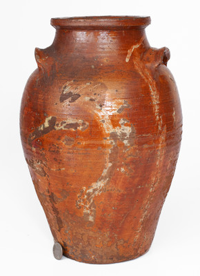 Extremely Rare Slip-Decorated Redware Jar, probably Hawkins County, TN, early 19th century