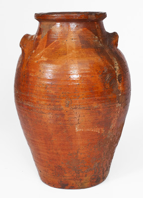 Extremely Rare Slip-Decorated Redware Jar, probably Hawkins County, TN, early 19th century