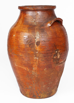 Extremely Rare Slip-Decorated Redware Jar, probably Hawkins County, TN, early 19th century