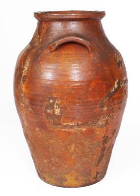 Extremely Rare Slip-Decorated Redware Jar, probably Hawkins County, TN, early 19th century