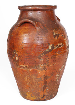 Extremely Rare Slip-Decorated Redware Jar, probably Hawkins County, TN, early 19th century