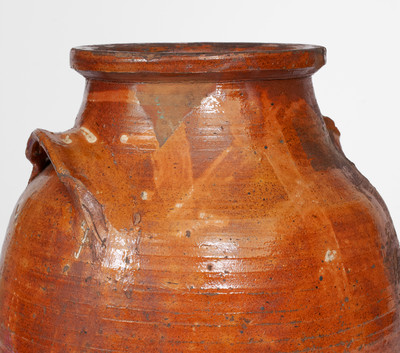 Extremely Rare Slip-Decorated Redware Jar, probably Hawkins County, TN, early 19th century