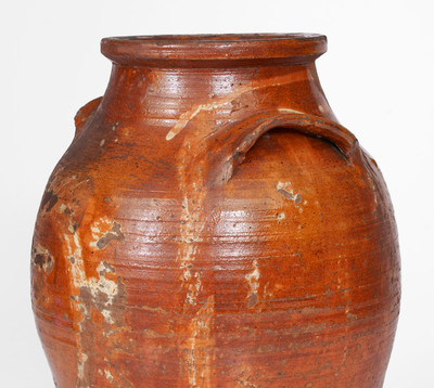 Extremely Rare Slip-Decorated Redware Jar, probably Hawkins County, TN, early 19th century