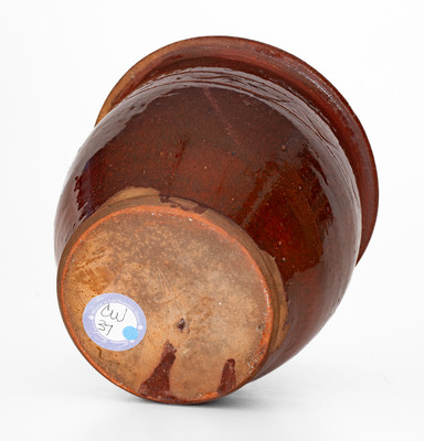 Attrib. Cain Pottery, Sullivan Co, TN Redware Jar, Inscribed "A," possibly Abraham Cain