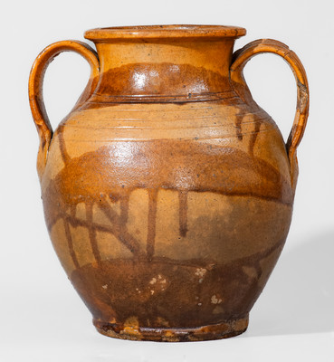 Rare Slip-Decorated Redware Jar attrib. Christopher Alexander Haun or J.A. Lowe, Greene County, TN