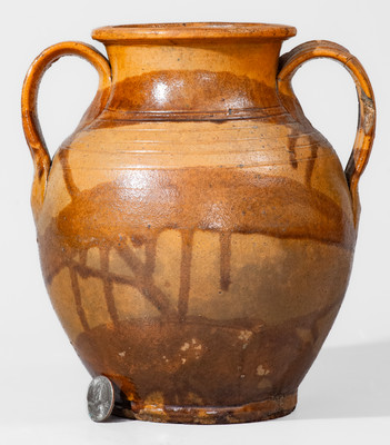 Rare Slip-Decorated Redware Jar attrib. Christopher Alexander Haun or J.A. Lowe, Greene County, TN